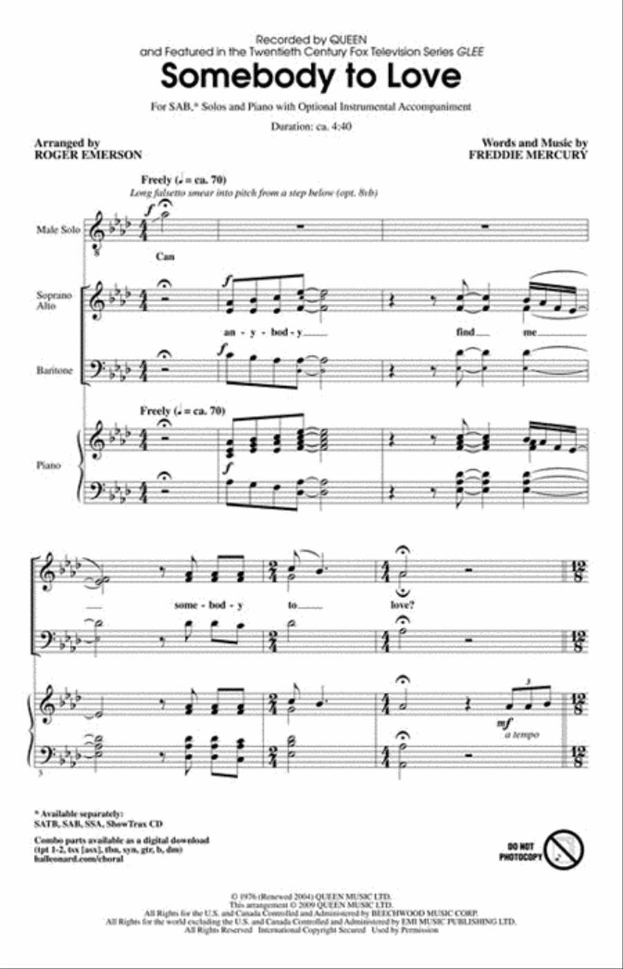 Somebody to Love Somebody to Love 3-Part scores gallery preview page 2