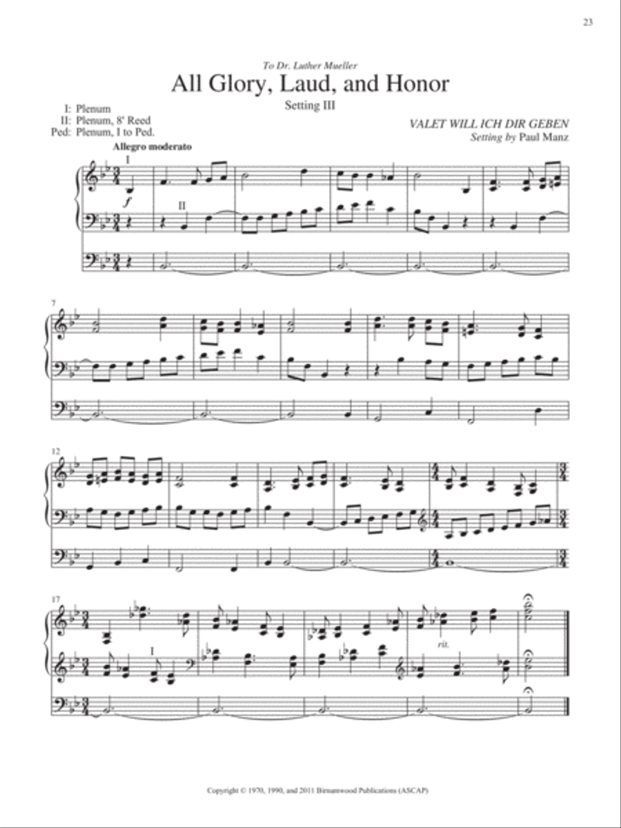 All Glory, Laud, and Honor (Setting III) Organ scores gallery preview page 1