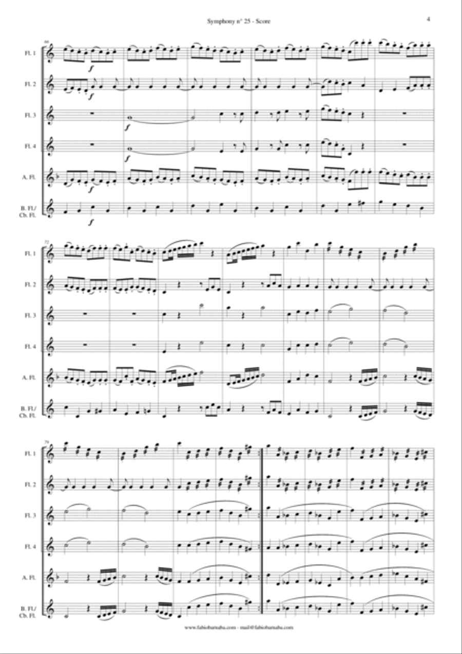 Symphony n°25 by Mozart (first movement) - for Flute Choir Flute Choir scores gallery preview page 5