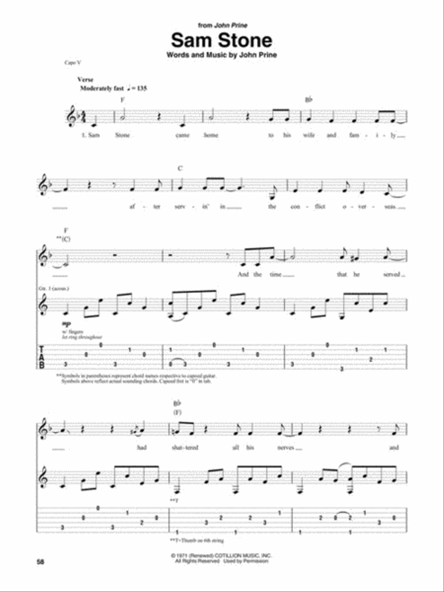Song lyrics with guitar chords for Paradise - John Prine