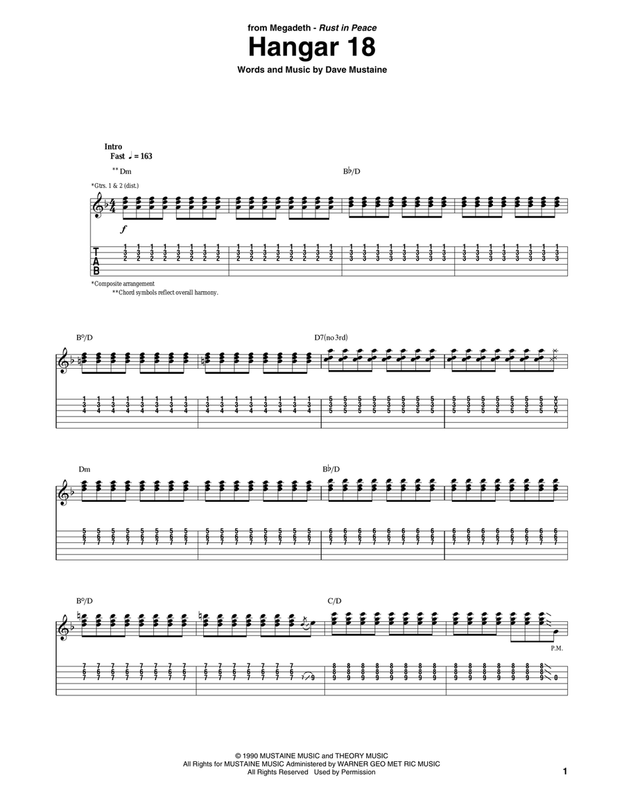 Hangar 18 Electric Guitar scores gallery preview page 1