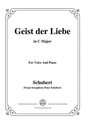 Book cover for Schubert-Geist der Liebe,Op.118 No.1,in C Major,for Voice&Piano