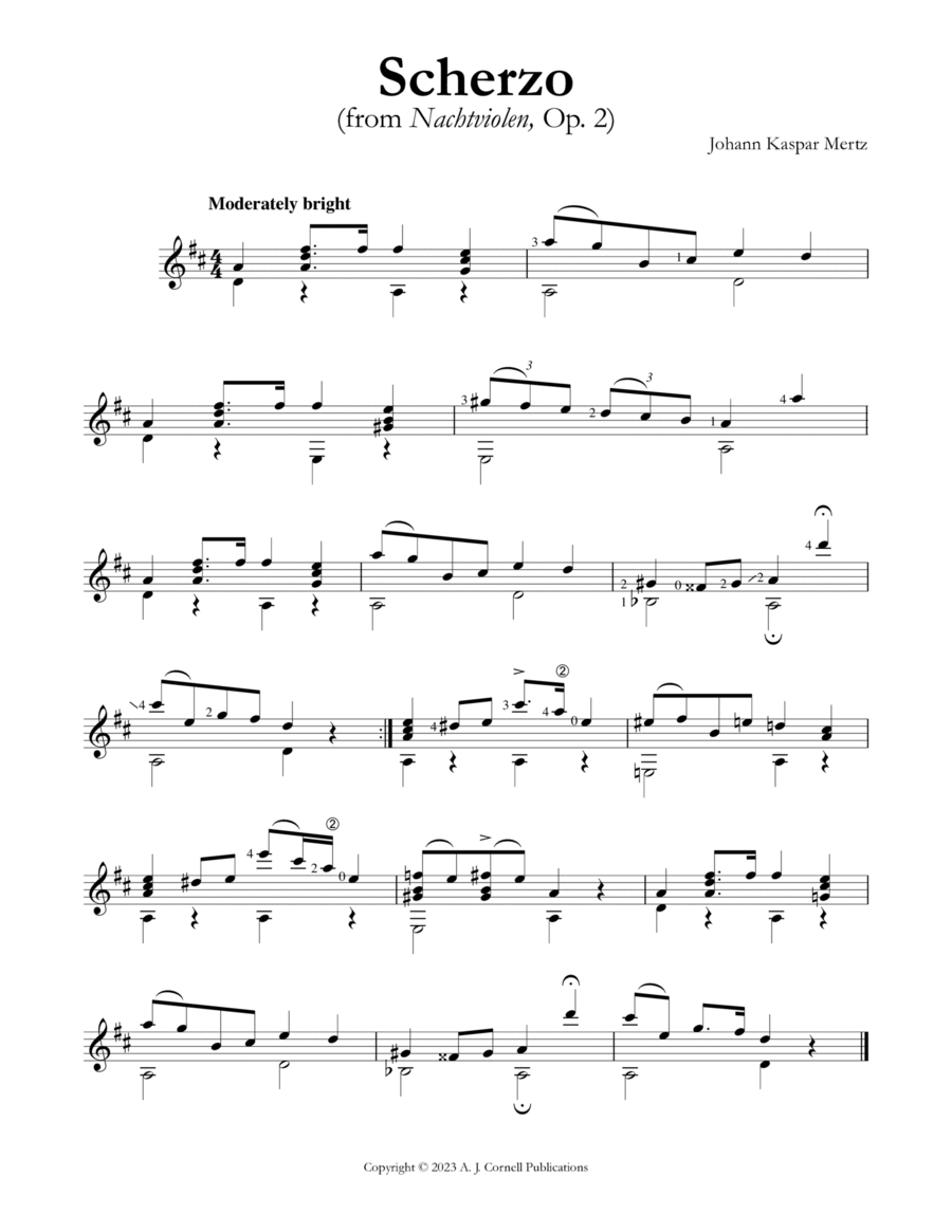 Scherzo (from Nachtviolen, Op. 2) Classical Guitar scores gallery preview page 1