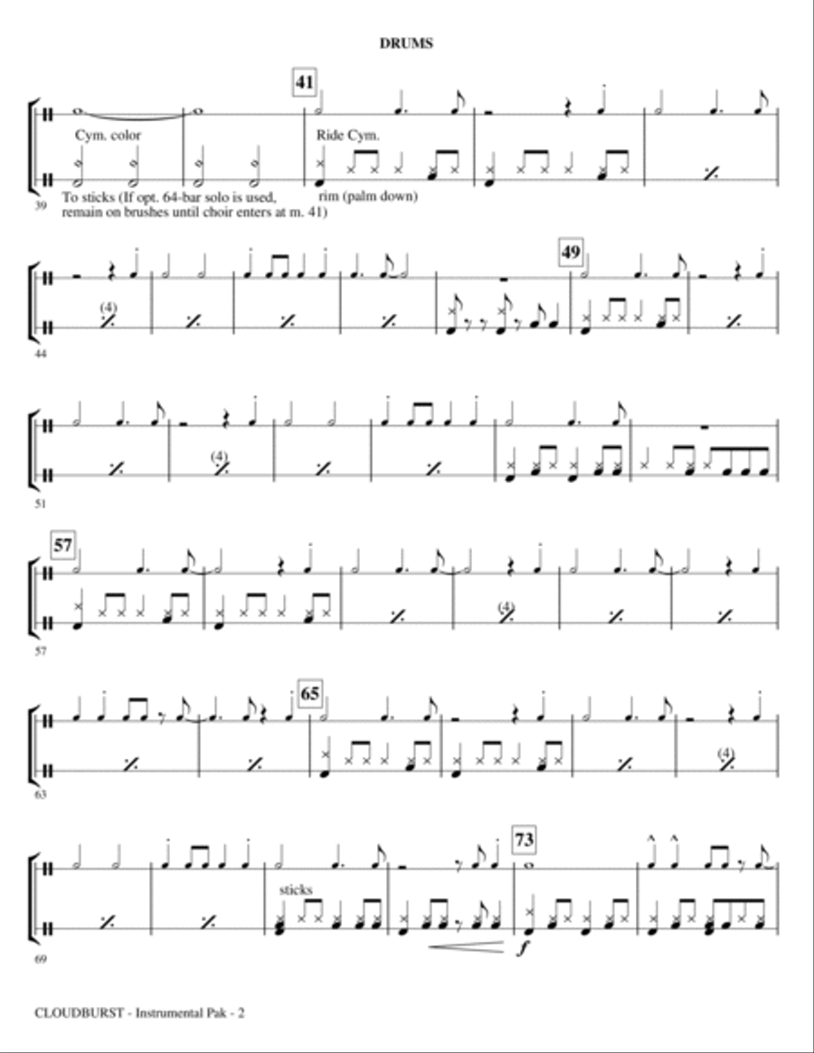 Cloudburst - Drums Cloudburst - Drums Choir scores gallery preview page 2