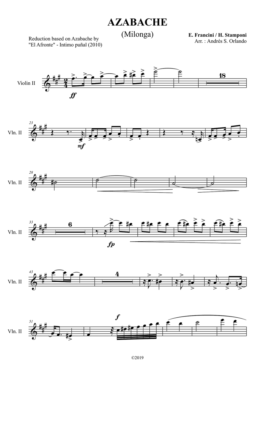 Azabache (Tango - Milonga/Candombe) for tango sextet - Individual parts School and Community scores gallery preview page 3
