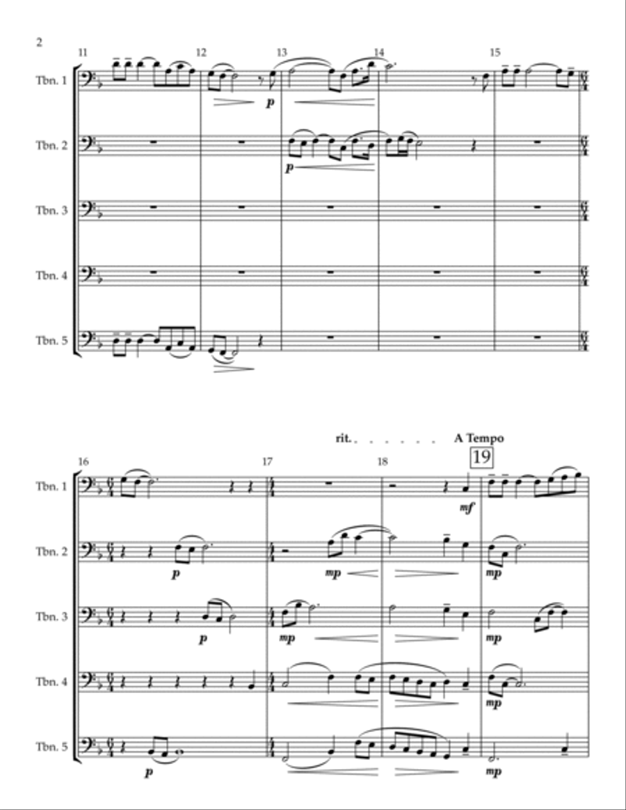 Shenandoah for Trombone Choir Euphonium scores gallery preview page 2
