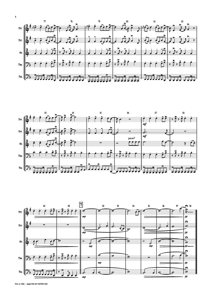 Viva La Vida Brass Ensemble scores gallery preview page 4