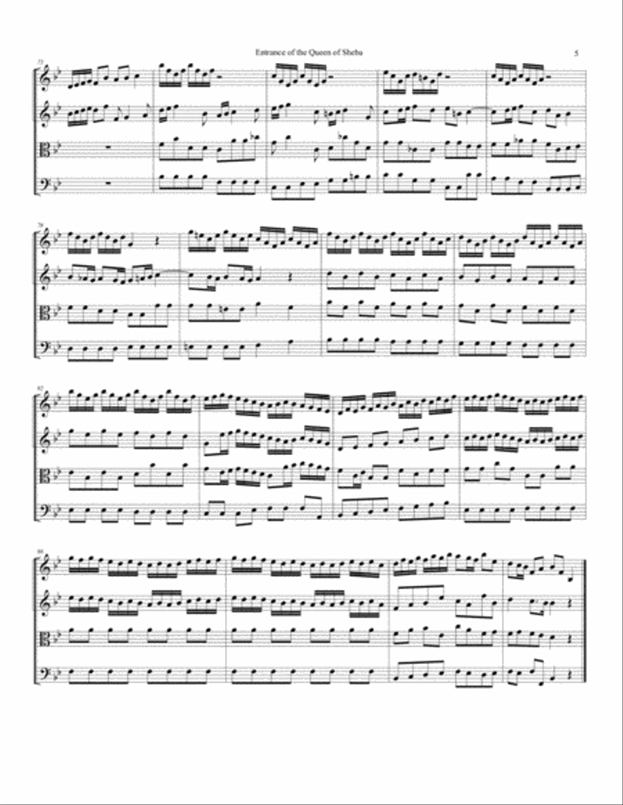 Entrance of the Queen of Sheba Entrance of the Queen of Sheba String Quartet scores gallery preview page 5