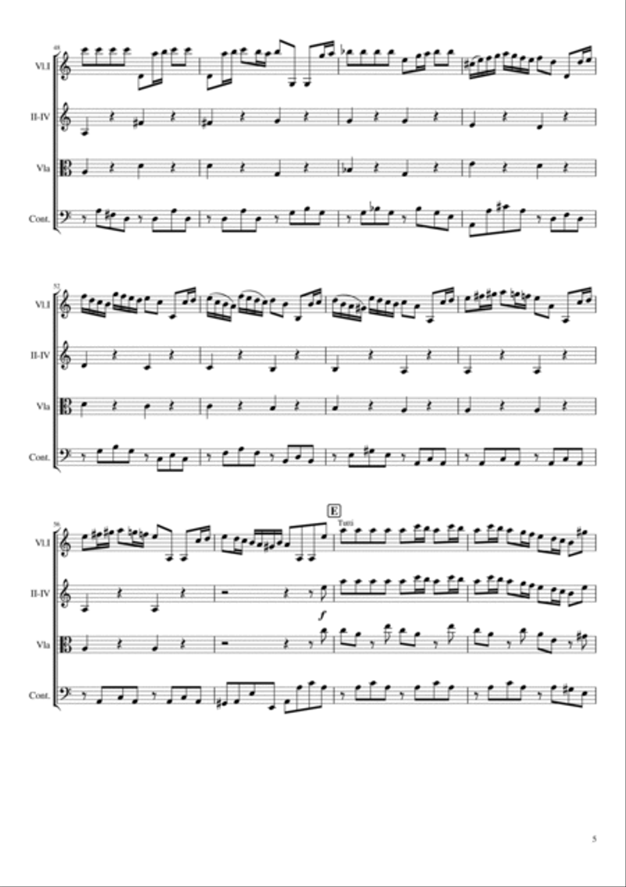 Vivaldi - Violin Concerto in A minor, RV 356 Op.3 No.6 L`Estro Armonico For String Quartet Original String Quartet scores gallery preview page 5