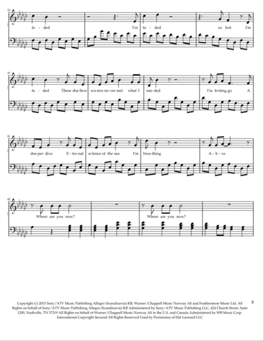 Faded Piano Solo scores gallery preview page 3