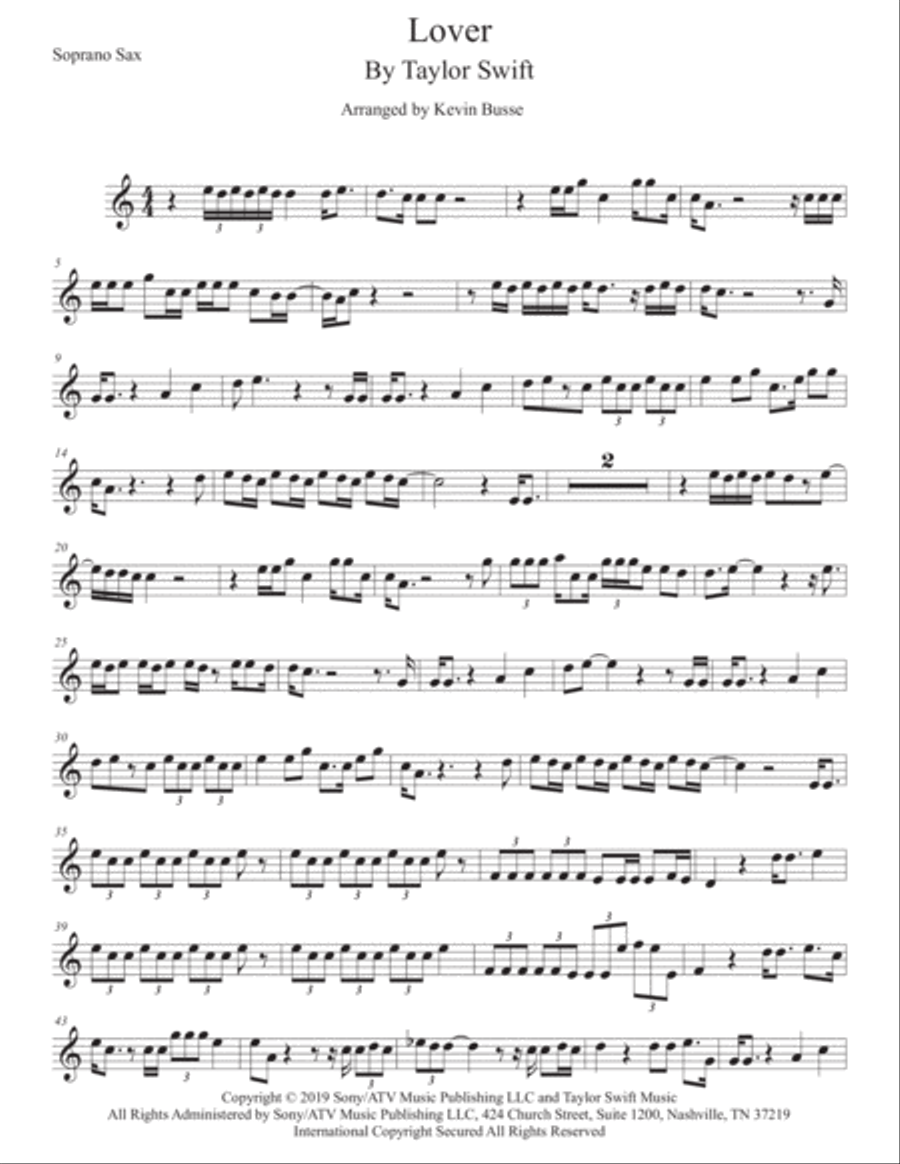 Lover Soprano Saxophone scores gallery preview page 1
