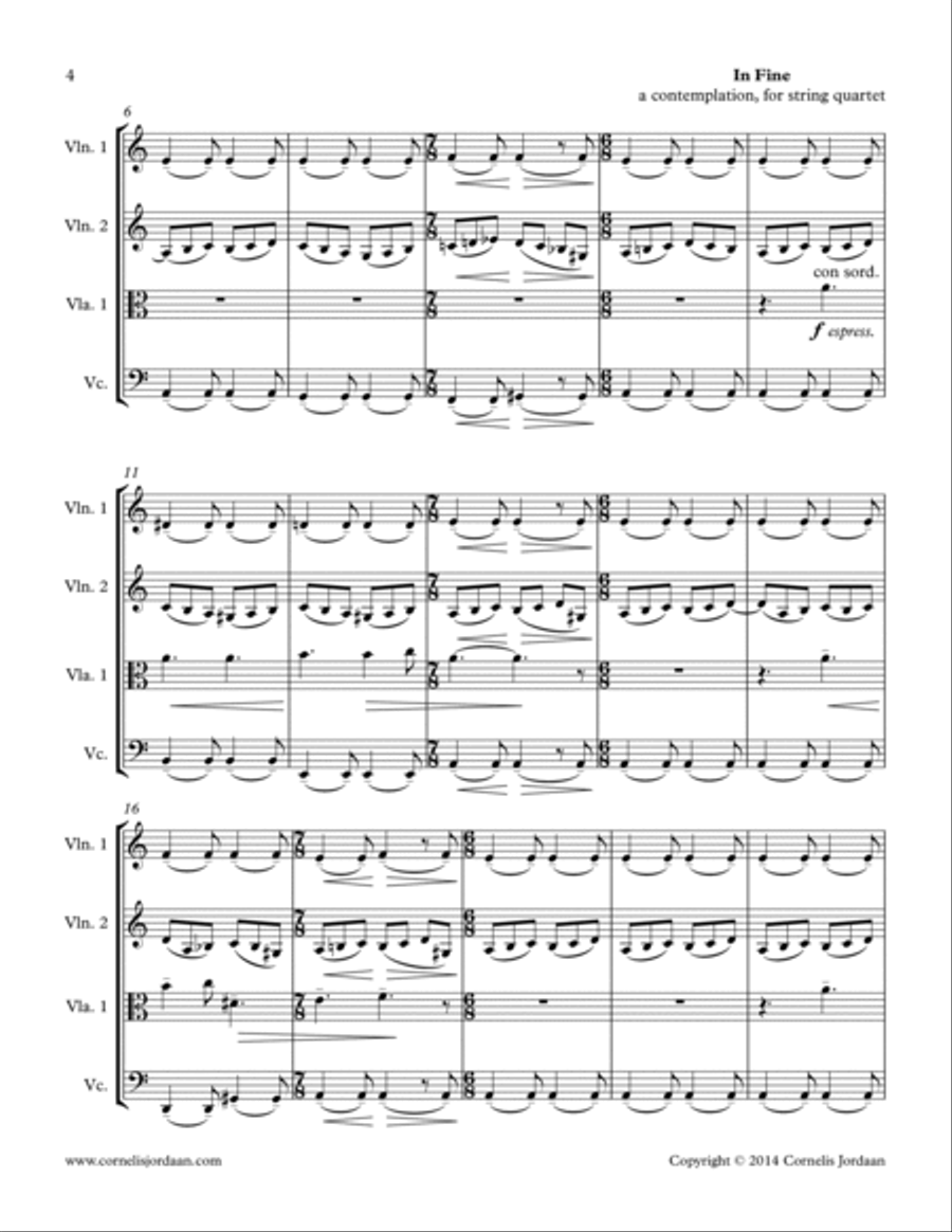 In Fine, a contemplation for String Quartet String Quartet scores gallery preview page 4