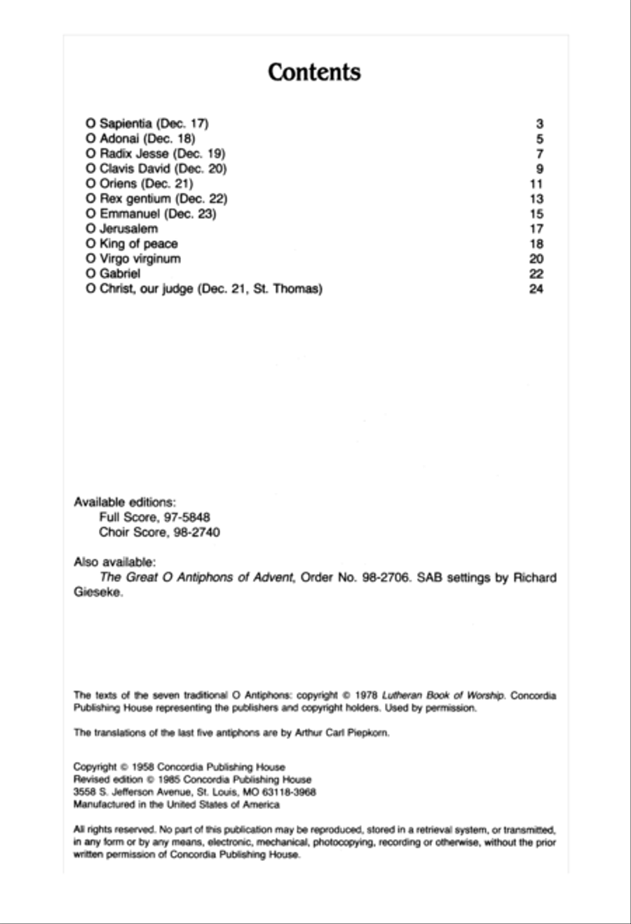 The Great O Antiphons of Advent (Willan/Schalk) 4-Part scores gallery preview page 2