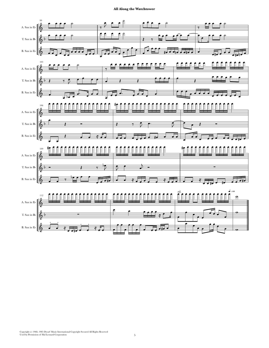 All Along The Watchtower All Along The Watchtower Woodwind Trio scores gallery preview page 6