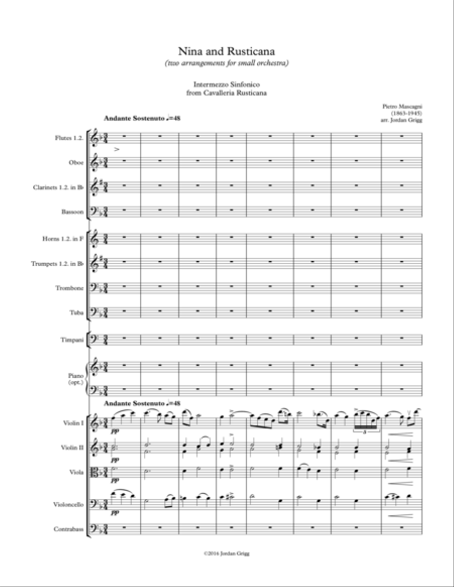 Nina and Rusticana (two arrangements for small orchestra) Chamber Orchestra scores gallery preview page 1