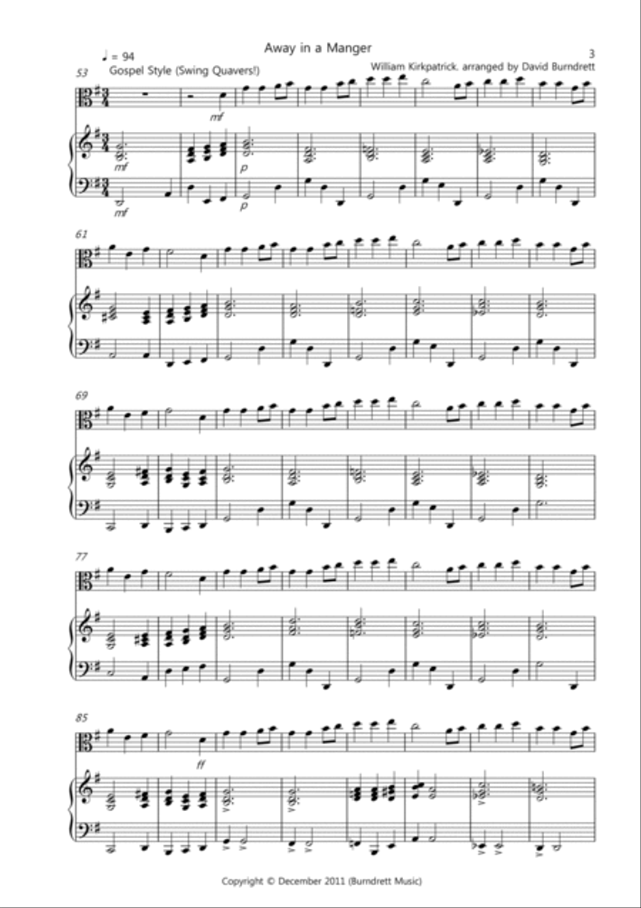 3 Jazzy Christmas Pieces for Viola and Piano Piano scores gallery preview page 3