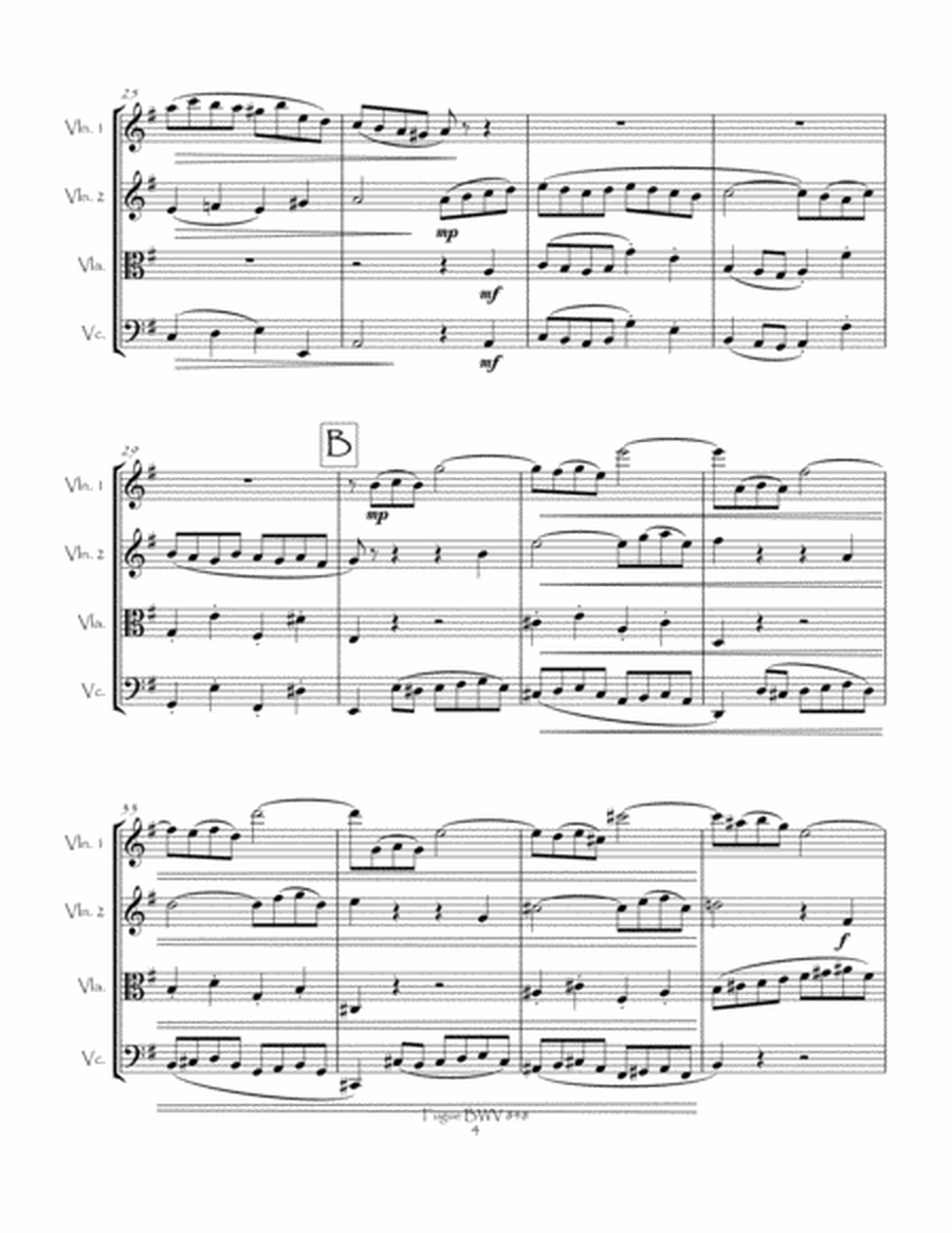Fugue BWV 848 from the Well-Tempered Clavier, Book 1 for String Quartet image number null