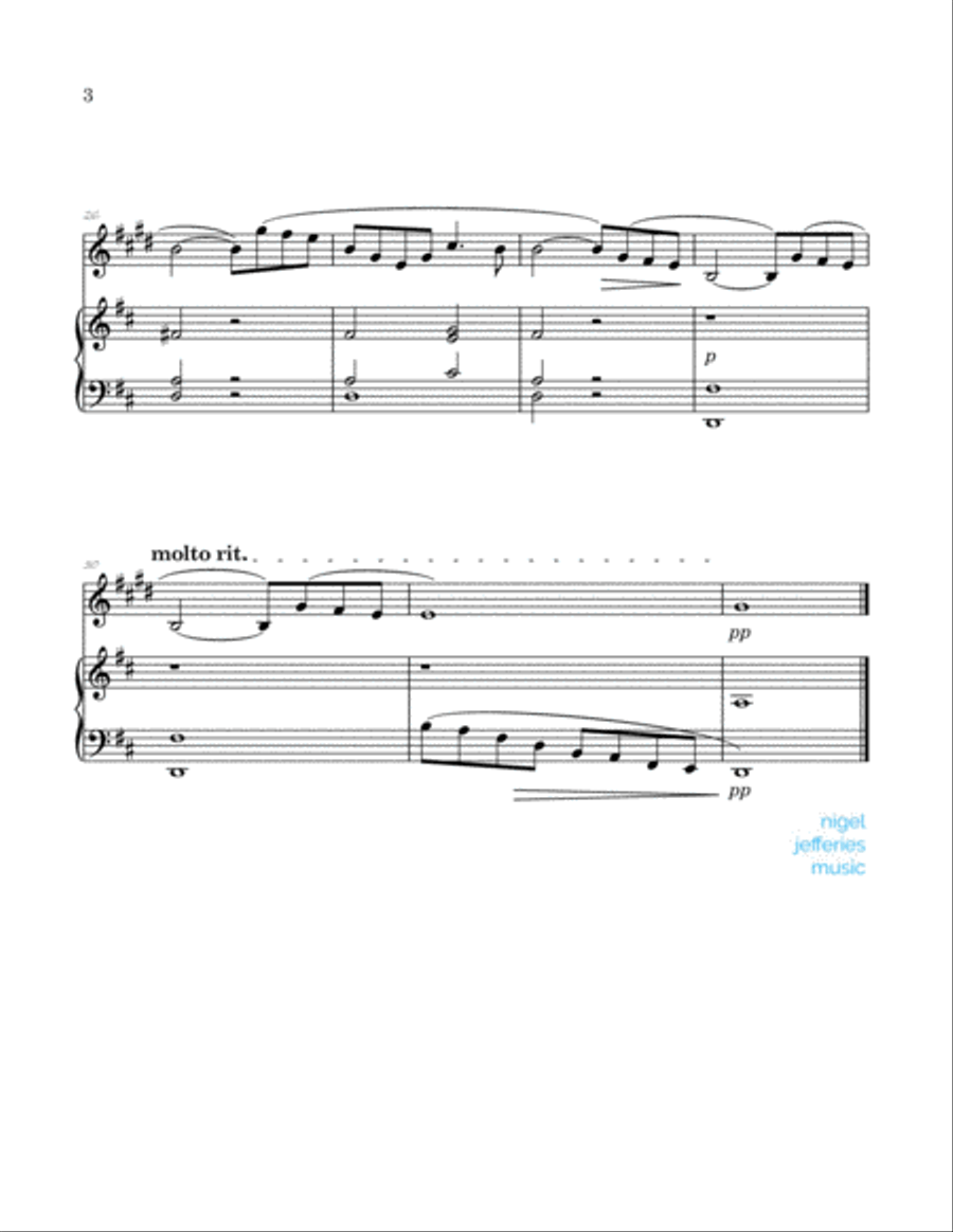 Theme from 1st Movement of Tchaikovsky's 6th Symphony (Pathetique) arranged for Bb Clarinet and Pian B-Flat Clarinet scores gallery preview page 4