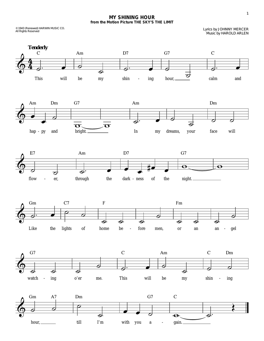 My Shining Hour Piano scores gallery preview page 1