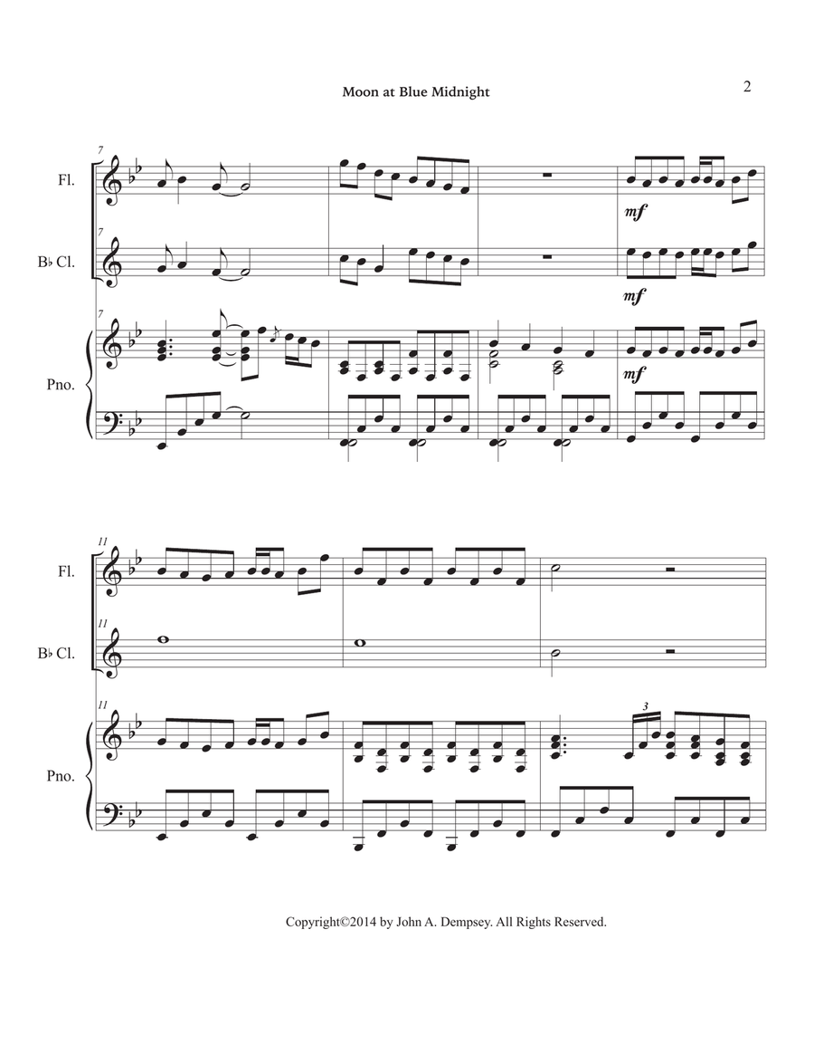 Moon at Blue Midnight (Trio for Flute, Clarinet and Piano) Small Ensemble scores gallery preview page 6