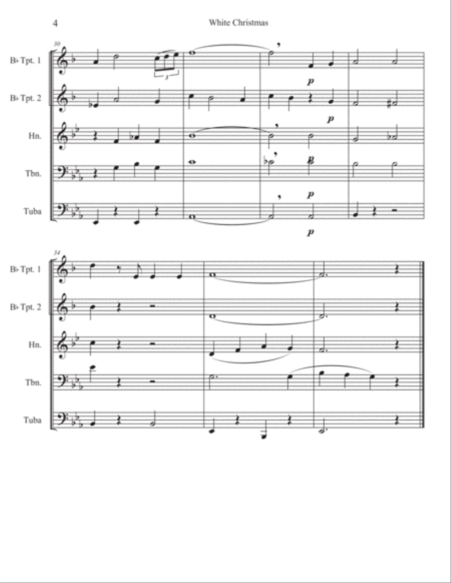 White Christmas Brass Quintet scores gallery preview page 5
