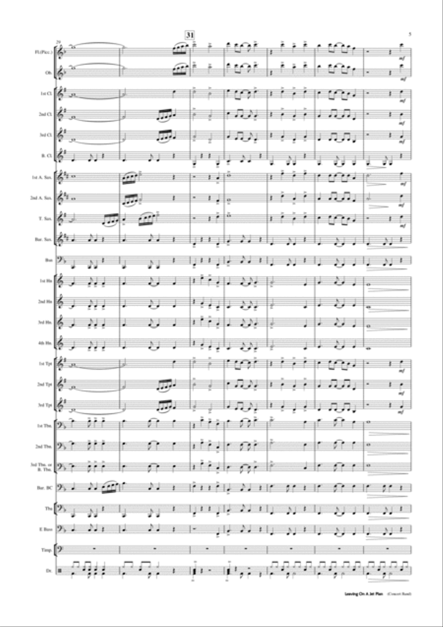 Leaving On A Jet Plane Concert Band scores gallery preview page 6