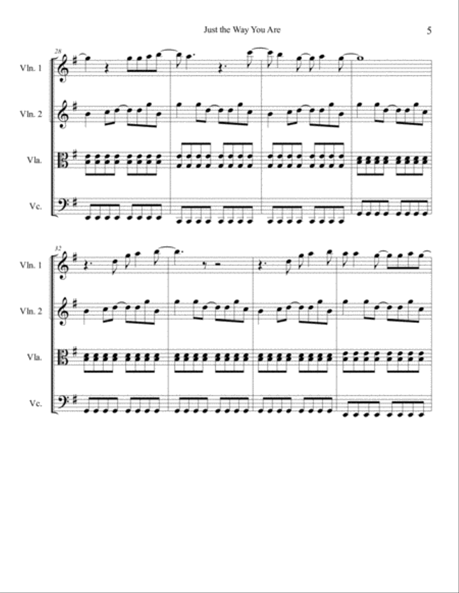 Just The Way You Are String Quartet scores gallery preview page 5