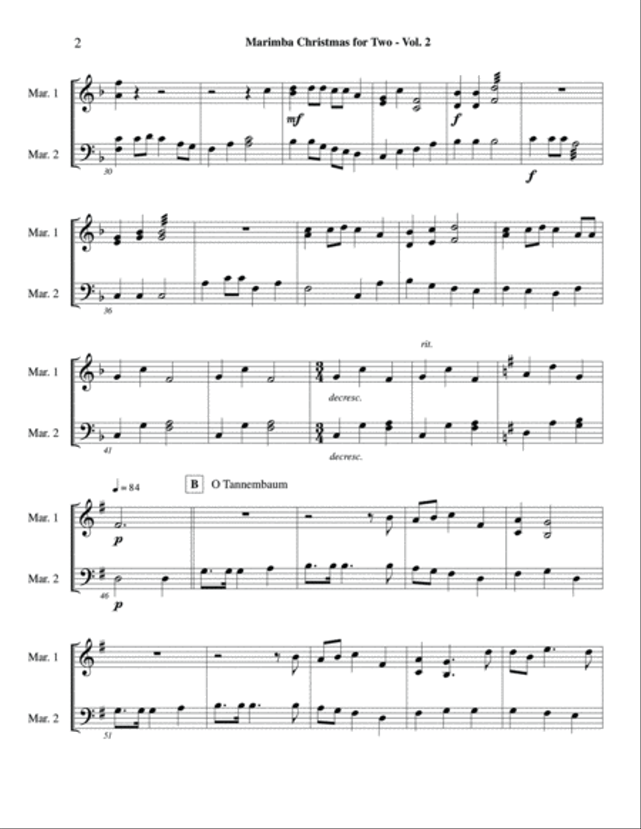 Marimba Christmas For Two - Vol 2 image number null