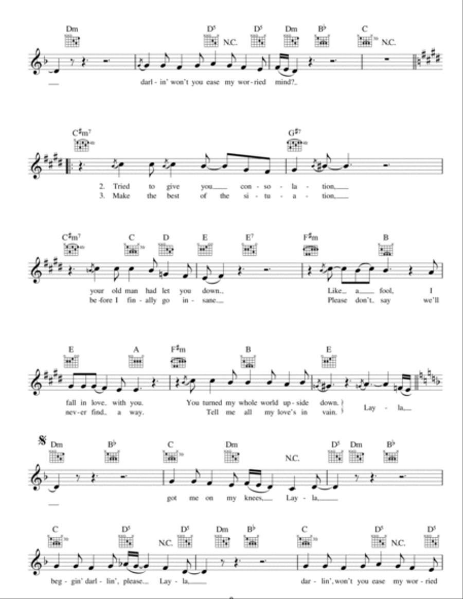Layla by Eric Clapton Piano Digital Sheet Music Sheet Music Plus