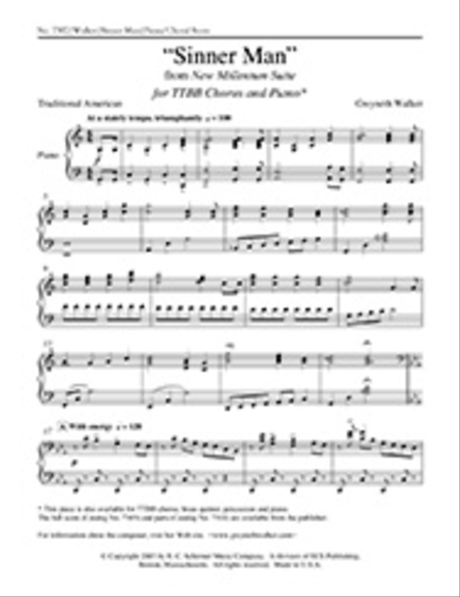New Millennium Suite: 1. Sinner Man (Choral Score)