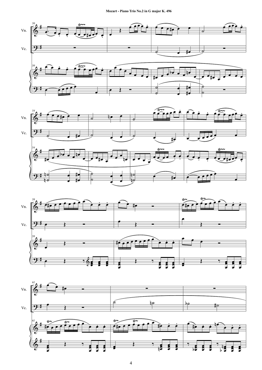 Mozart - Piano Trio No.2 in G major K 496 for Violin, Cello and Piano Cello scores gallery preview page 4