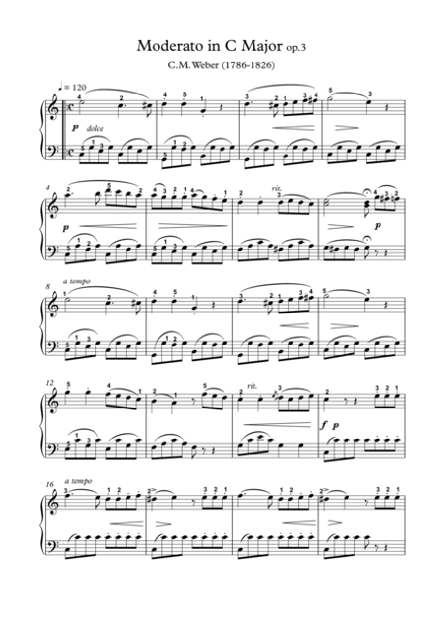 Moderato in C Major Piano Solo scores gallery preview page 1