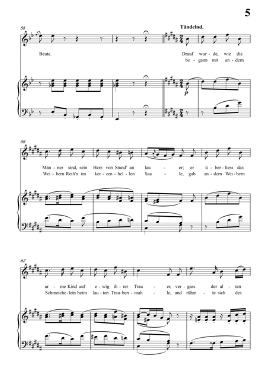 Schubert-Die Nonne in bB D.208,for Vocal and Piano Voice scores gallery preview page 6