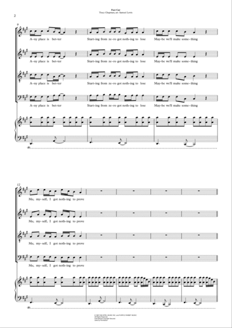Fast Car Fast Car 4-Part scores gallery preview page 2