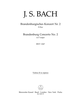 Book cover for Brandenburg Concerto, No. 2, No. 2 F major, BWV 1047