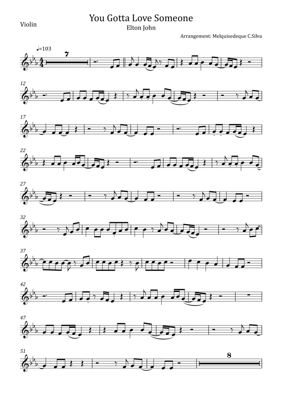 You Gotta Love Someone Violin Solo scores gallery preview page 1