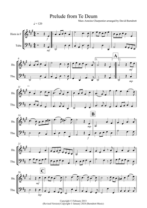 Prelude from Te Deum for Horn and Tuba Duet