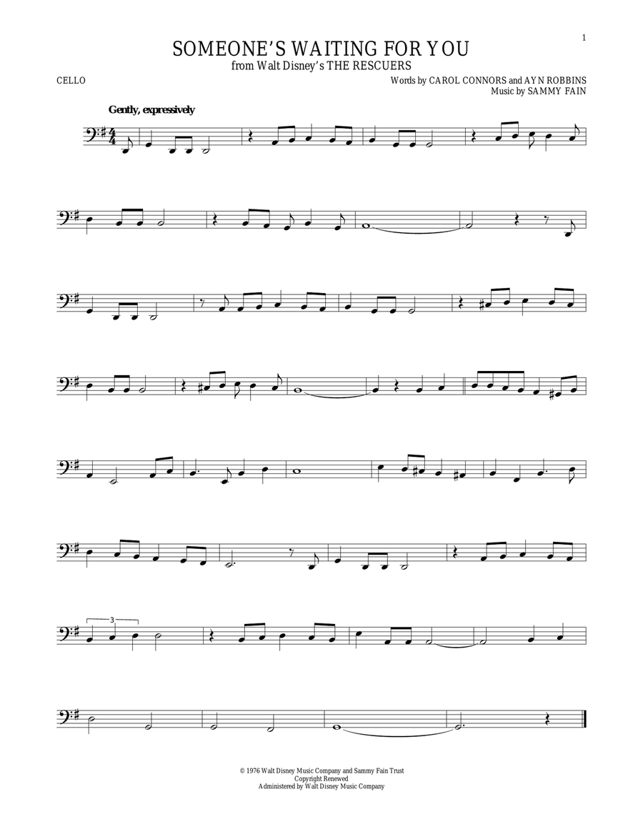 Someone's Waiting For You Cello Solo scores gallery preview page 1