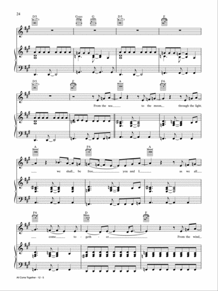 All Come Together Piano, Vocal, Guitar scores gallery preview page 5