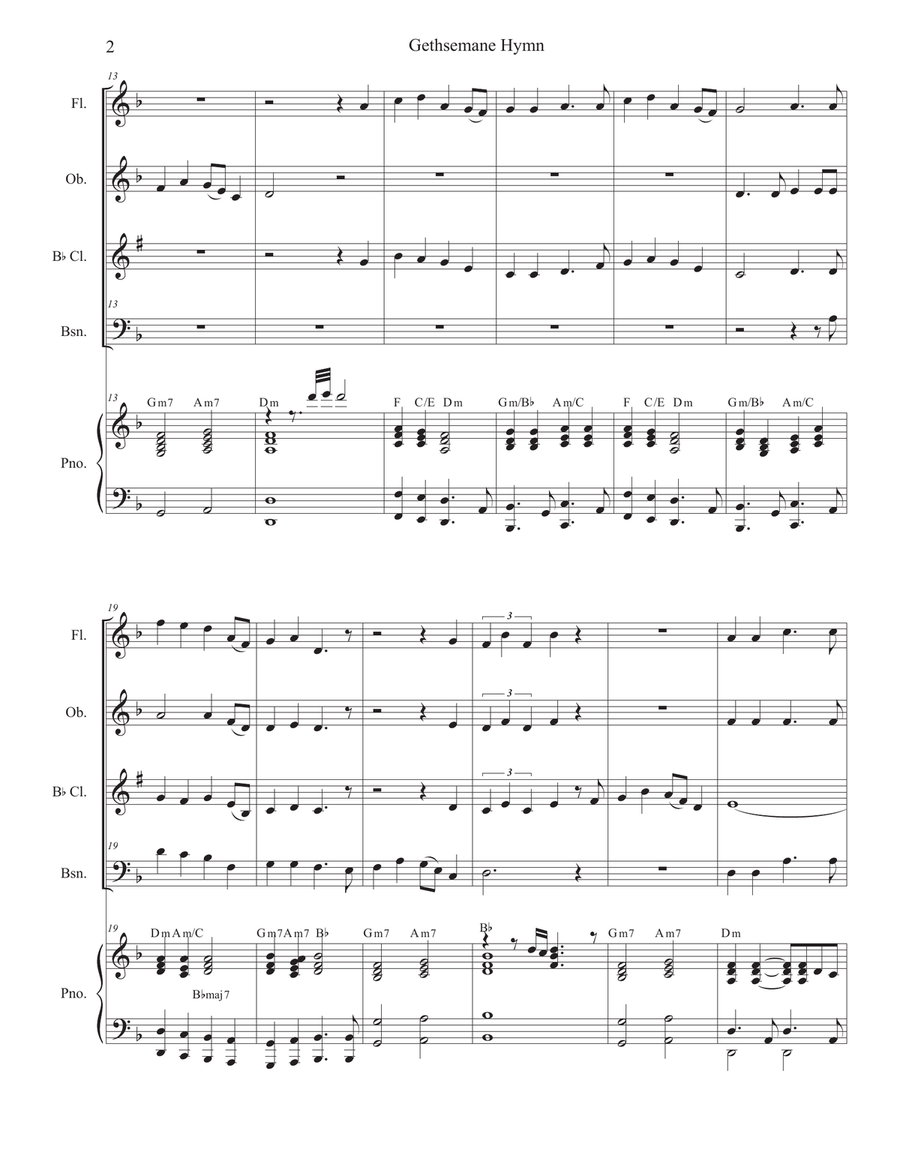 Gethsemane Hymn Woodwind Quartet scores gallery preview page 2