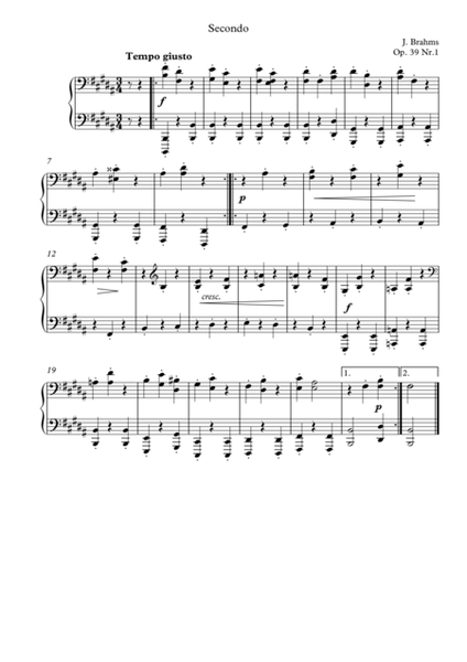 Johannes Brahms - Waltz op.39 arrangement for 4-hands piano