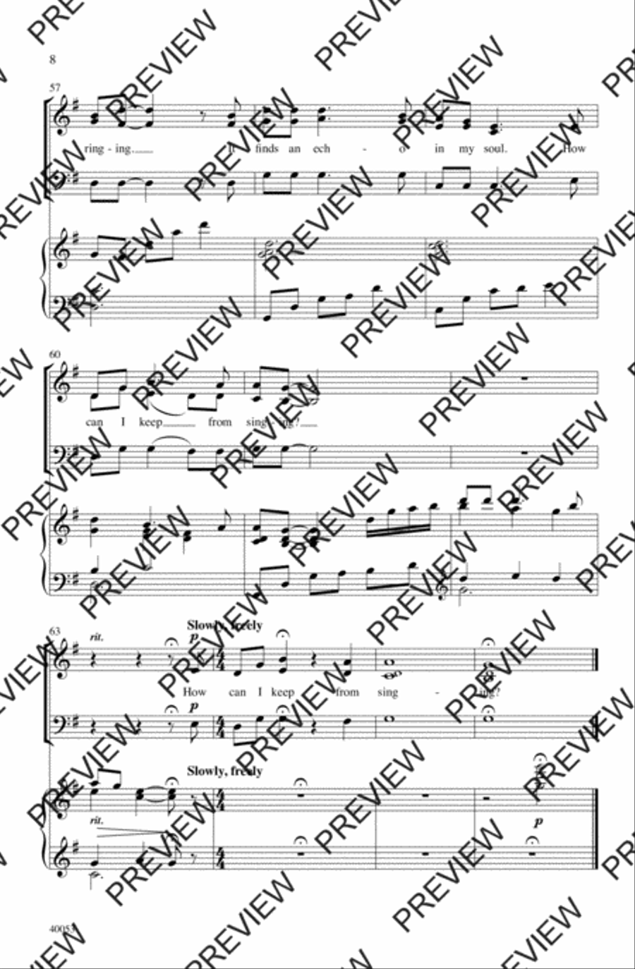 How Can I Keep from Singing? 3-Part scores gallery preview page 15