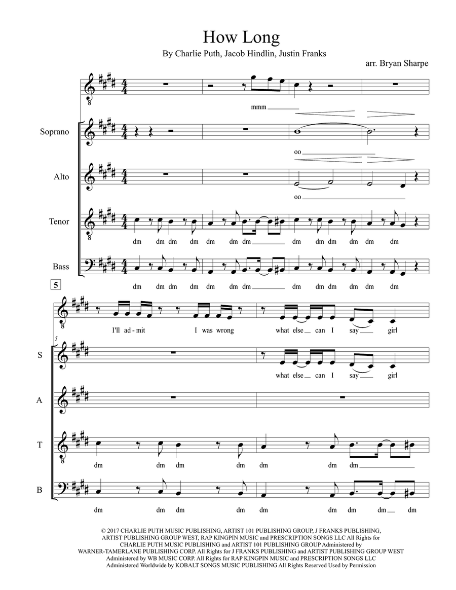 How Long 4-Part scores gallery preview page 1
