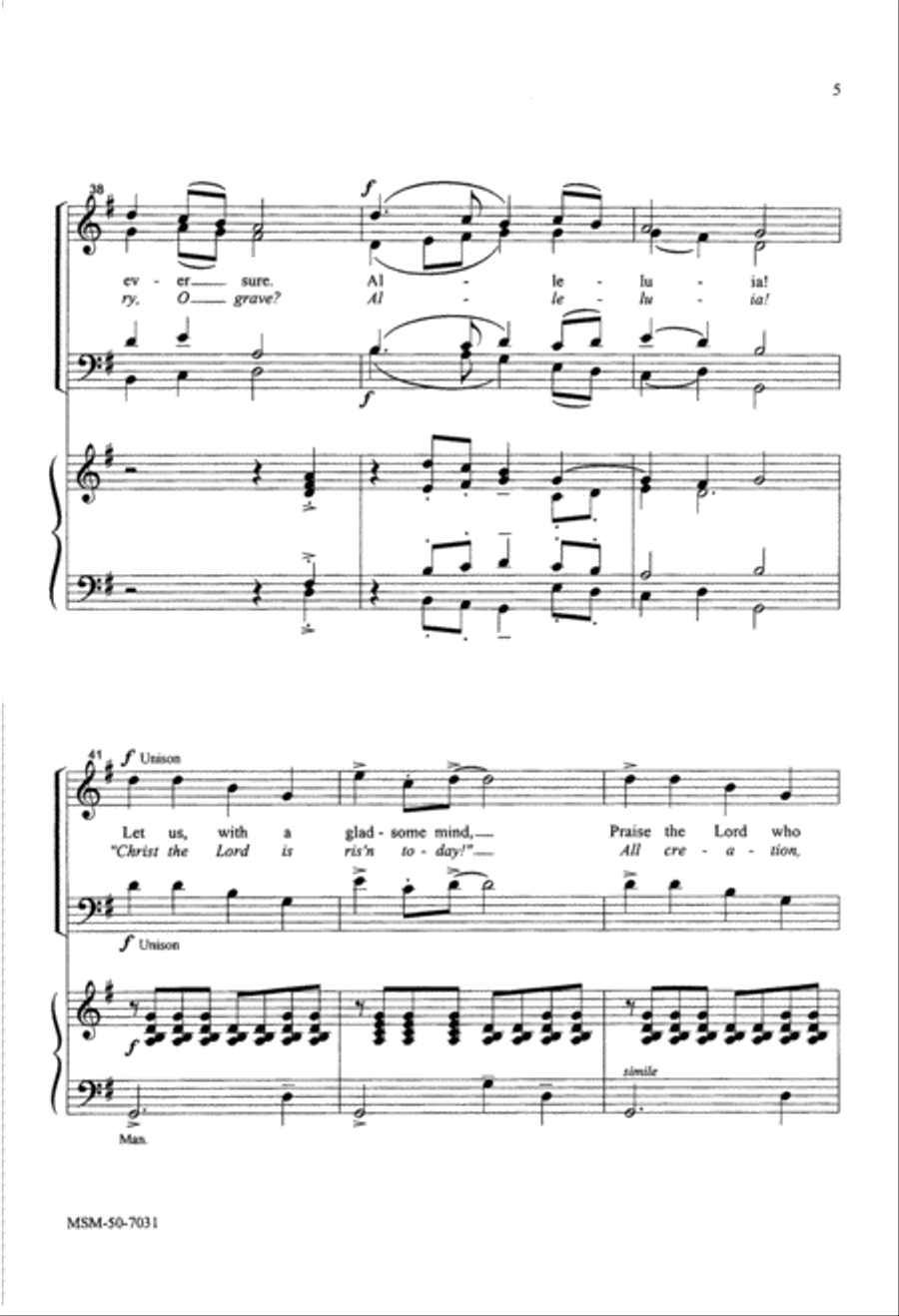 Christ the Lord Is Risen Today Let Us, with a Gladsome Mind 4-Part scores gallery preview page 6