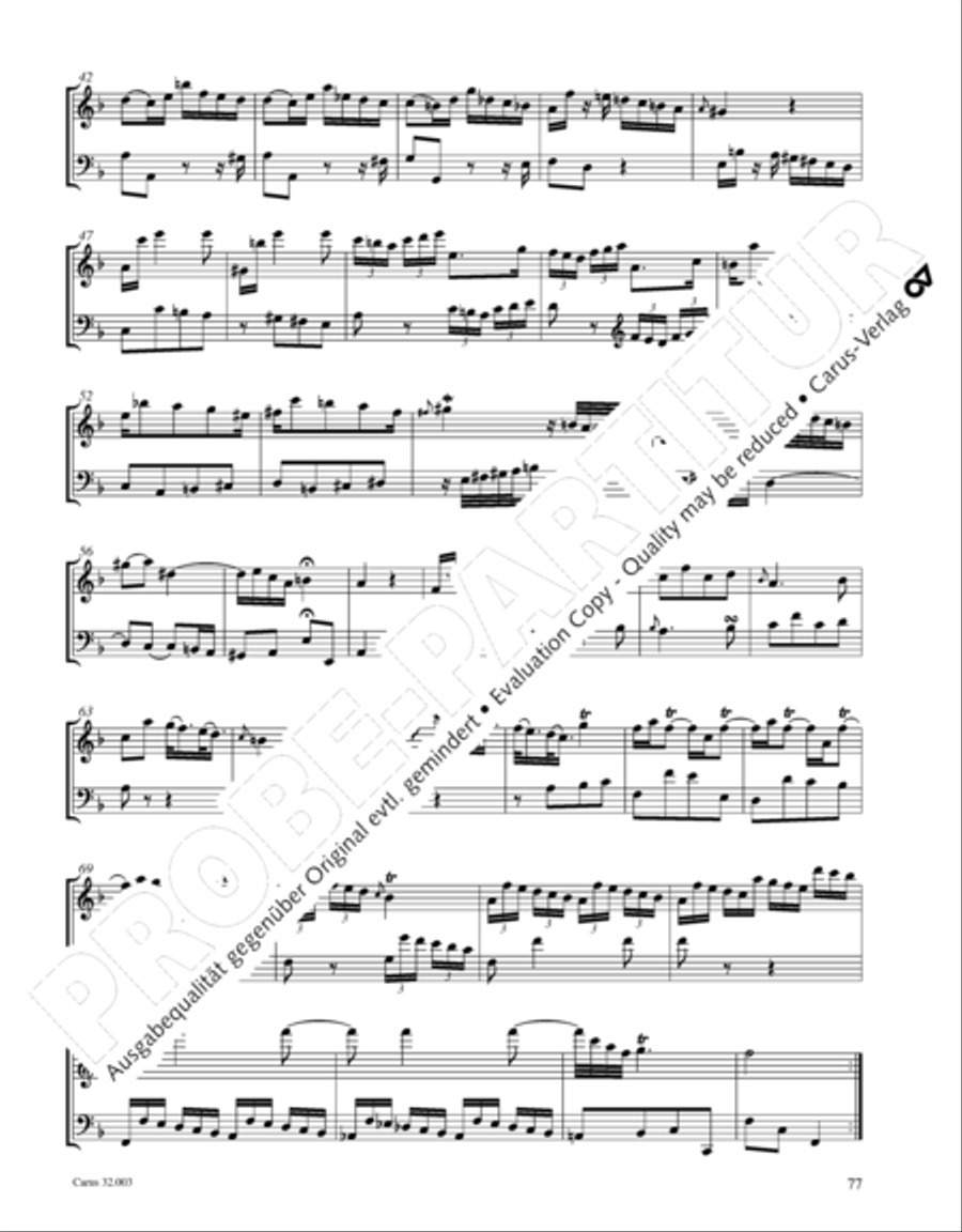 Gesamtausgabe Band 3 (Kammermusik: Duette, Solo- und Triosonaten) Score scores gallery preview page 98