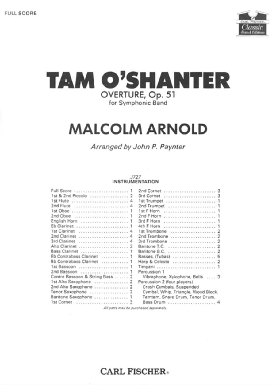 Book cover for Tam O'shanter Overture, Op. 51