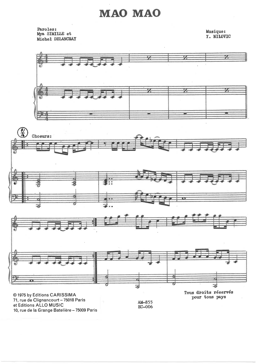 Mao Mao Piano, Vocal scores gallery preview page 1
