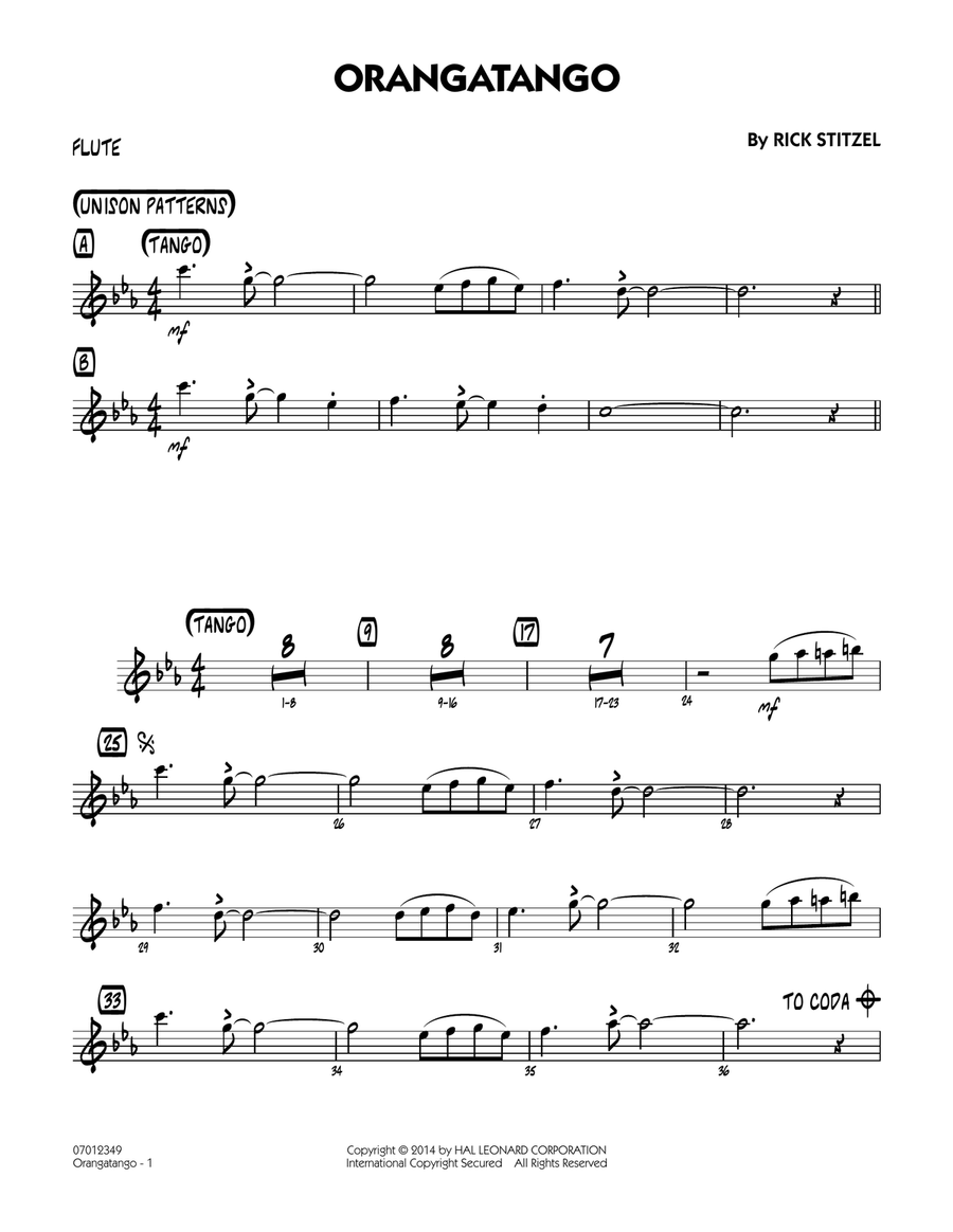 Orangatango - Flute Jazz Ensemble scores gallery preview page 1