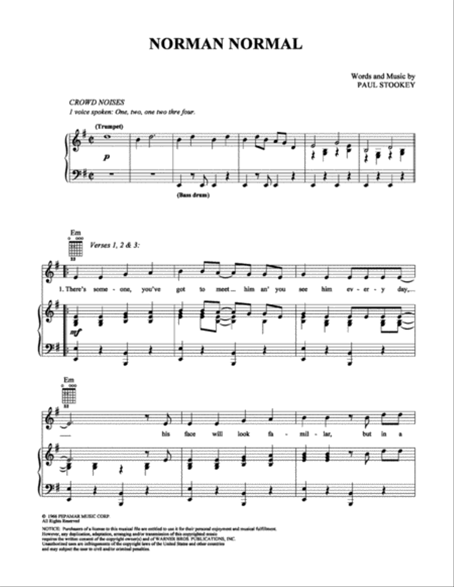Norman Normal Piano, Vocal, Guitar scores gallery preview page 1