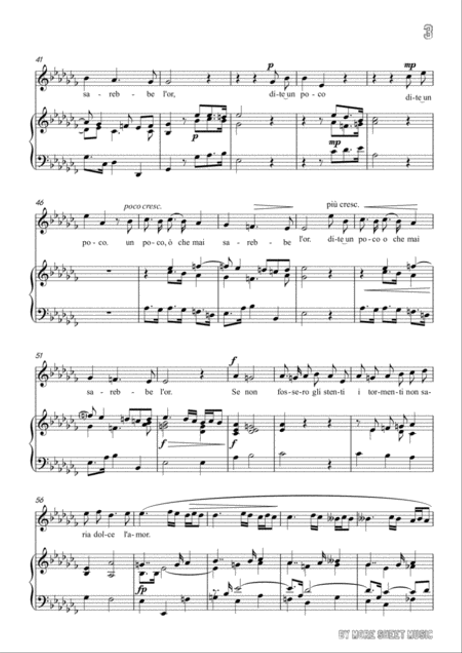 Perti-Se non fossero gli stenti in a flat minor,for Voice and Piano Voice Solo scores gallery preview page 5
